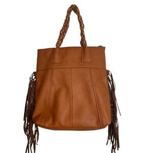 Brown Boho Fringe Faux Leather Purse Hobo Bag Wallet & Crossbody Shoulder Strap
